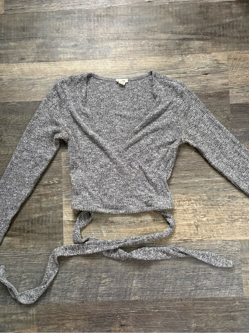 Garage Gray Wrap Tie V-Neck Sweater